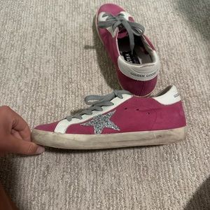 Size 7 hot pink suede golden goose superstars